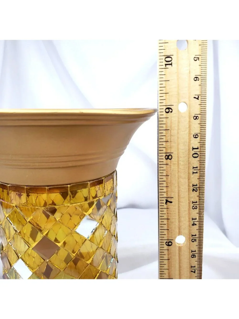 Partylite P9903 Gold Mosaic Column Candle Holder 9